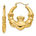 Sophia Jewelers 14K Gold Polished Claddagh Hoop Earrings for Women
