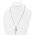 Layered Cross Pendant Necklace in Stainless Steel, 22"