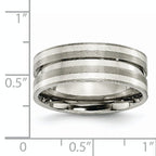 Grooved Inlay Wedding Band in Titanium & Sterling Silver, 8mm
