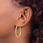10k Knife Edge Diamond-cut Hollow Hoop Earrings