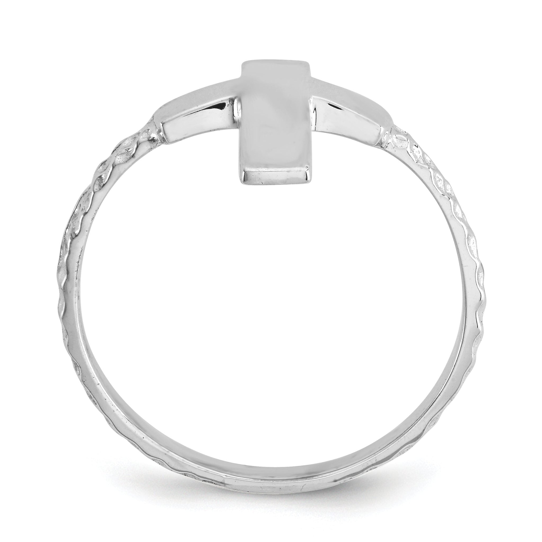 14k White Gold Polished Textured Cross Ring Secondary image