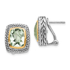Sophia Couture Sterling Silver 14K Gold Accent Green Quartz Earrings