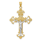 14K Two-Tone Gold INRI Crucifix Pendant with Elegant 48mm Design