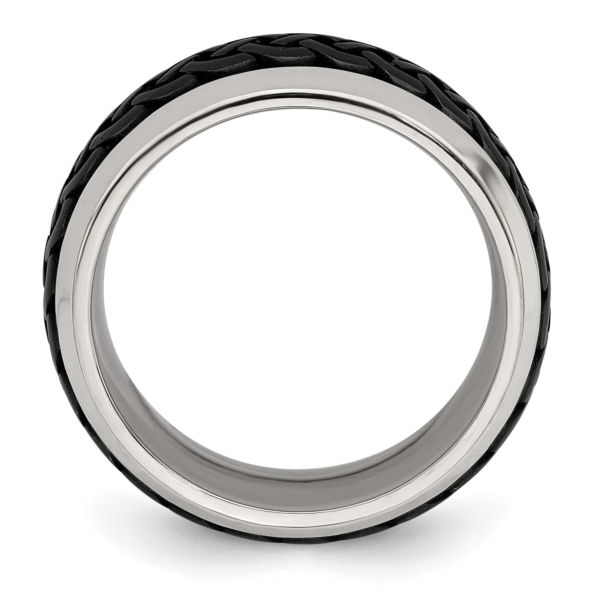 Edward Mirell Titanium Wedding Band with Engravable Black Ti Accents Secondary image