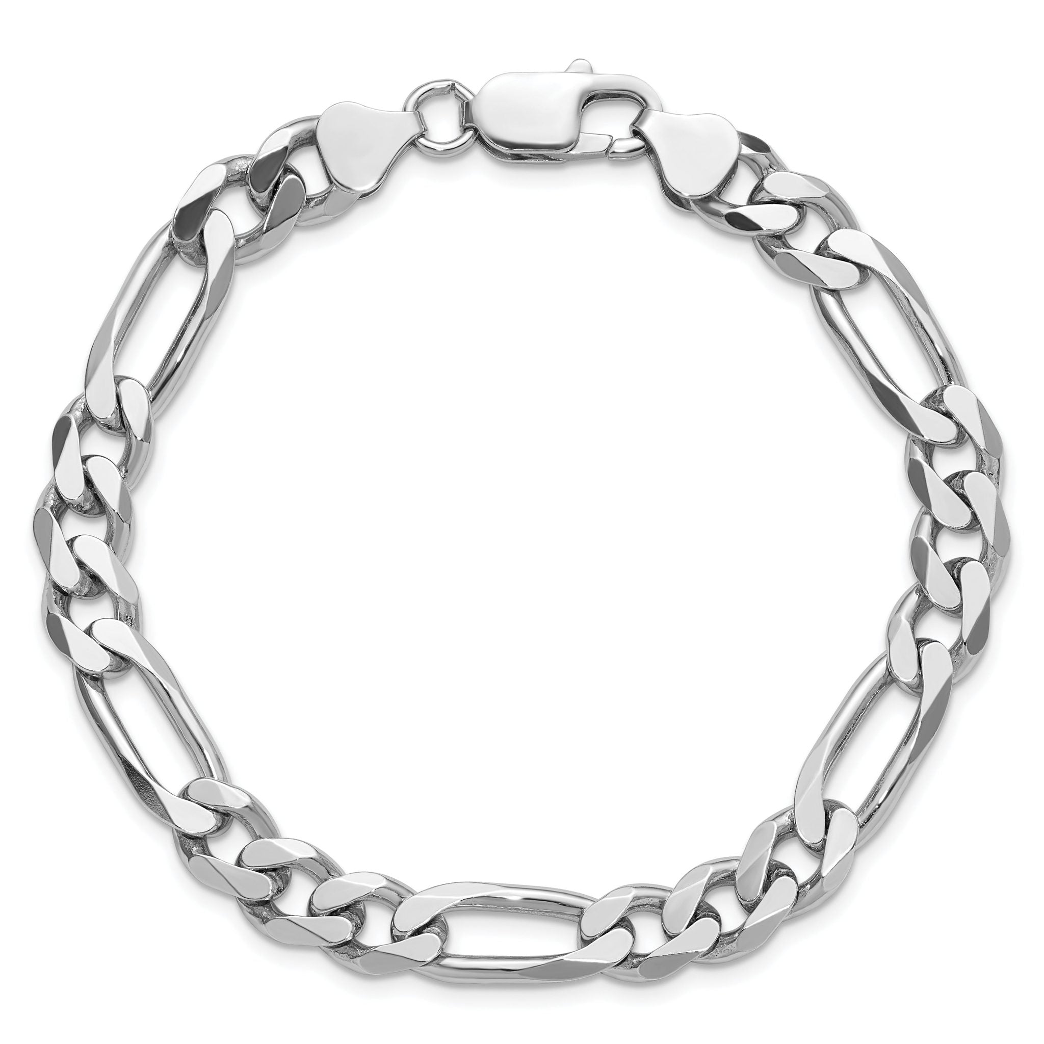 Figaro Chain Bracelet in Sterling Silver, 7.75mm