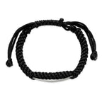 Stainless Steel Polished Black Fabric Adjustable ID Bracelet for Men