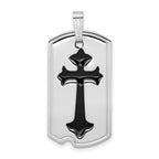 Sophia Jewelers Sterling Silver Rhodium-Plated Black Epoxy Cross Pendant
