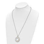 Sterling Silver RH-plated MOP Circle Pendant Necklace
