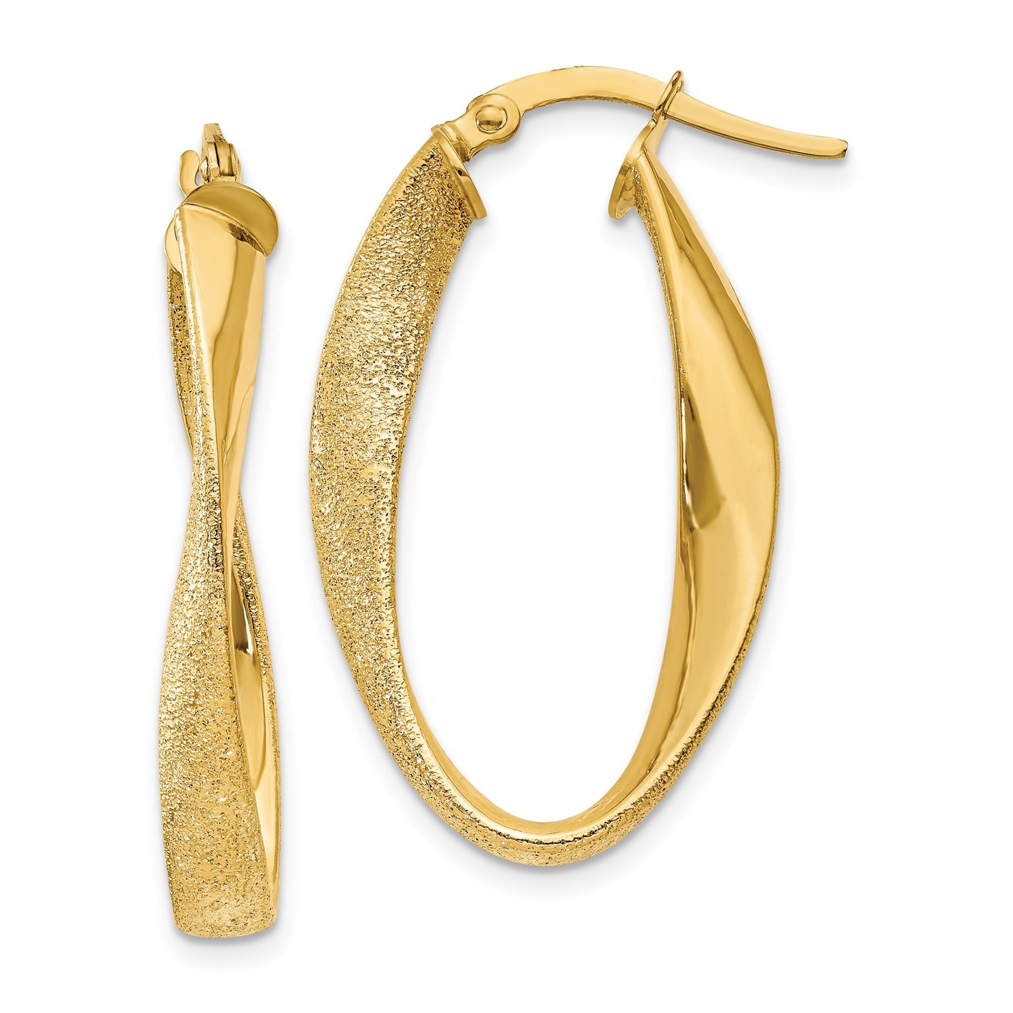 14ky Oval Twist Hoop Earrings Main image