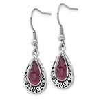 Stainless Steel Polished & Antiqued Teardrop Drop Dangle Earrings for Women