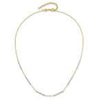 14K Two-tone Polished 6 Bar Stations w/1.5in ext. Necklace