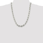 Sterling Silver Rhodium-plated 9.0mm Diamond-cut Rope Chain