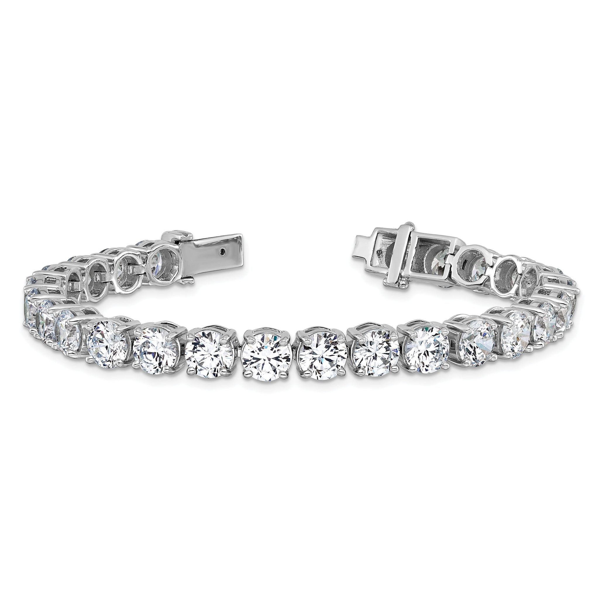 14k White Gold  25 carat Lab Grown Diamond VS+ F+ Complete Tennis Bracelet