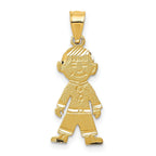 14K Gold Boy Charm Pendant in Solid Casted Design 26mm Elegant