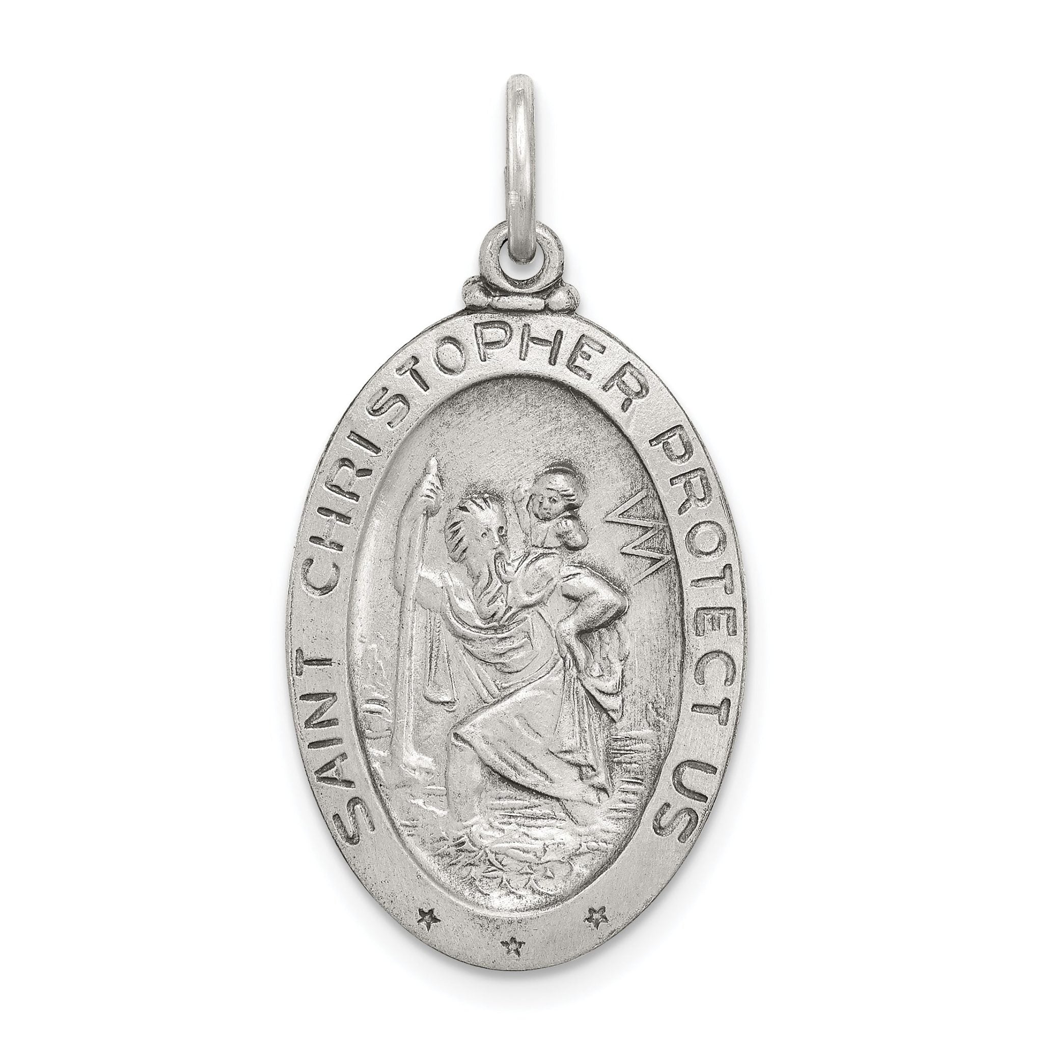 Sterling Silver St. Christopher Basketball Medal with Antiqued Finish  Solid, Die-Struck Main image