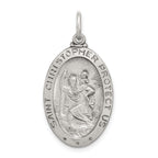 Sterling Silver St. Christopher Basketball Medal with Antiqued Finish  Solid, Die-Struck