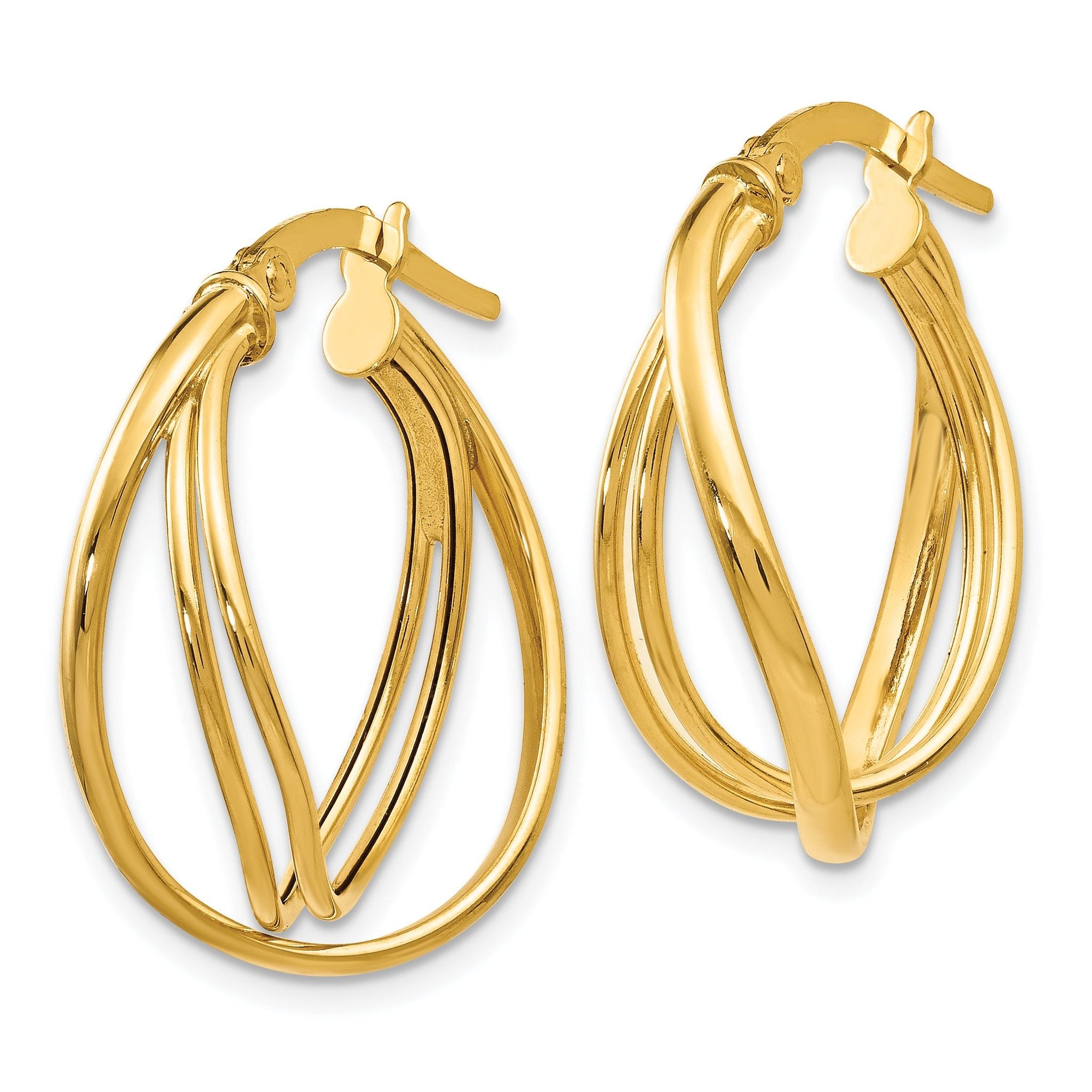 14K Gold Polished Twist Hoop Earrings with Hollow Design, Nickel-Free Secondary image