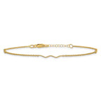 14K Wavy Bar 3-Station 9 inch Plus 1 inch Extender - Total 10 inch Anklet