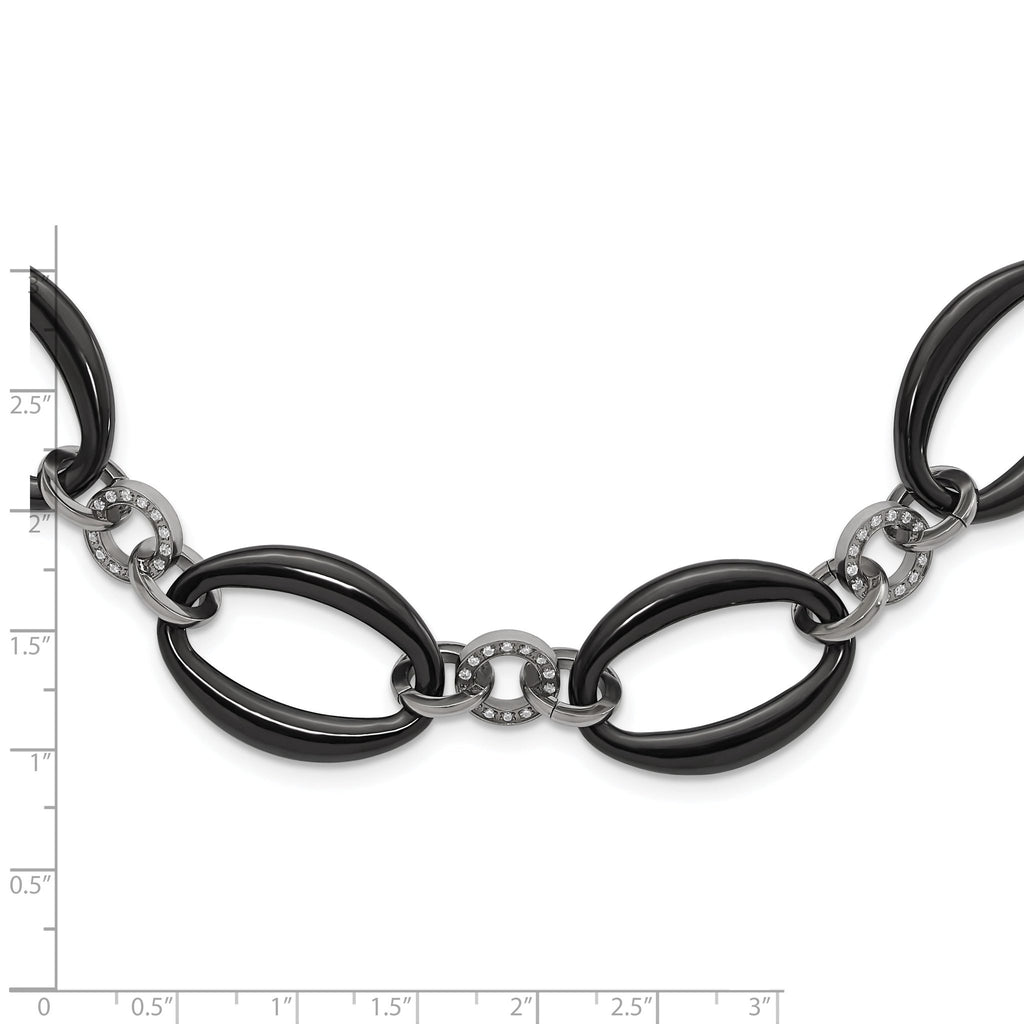 Titanium Women's Necklace with Polished Finish & CZ Accents