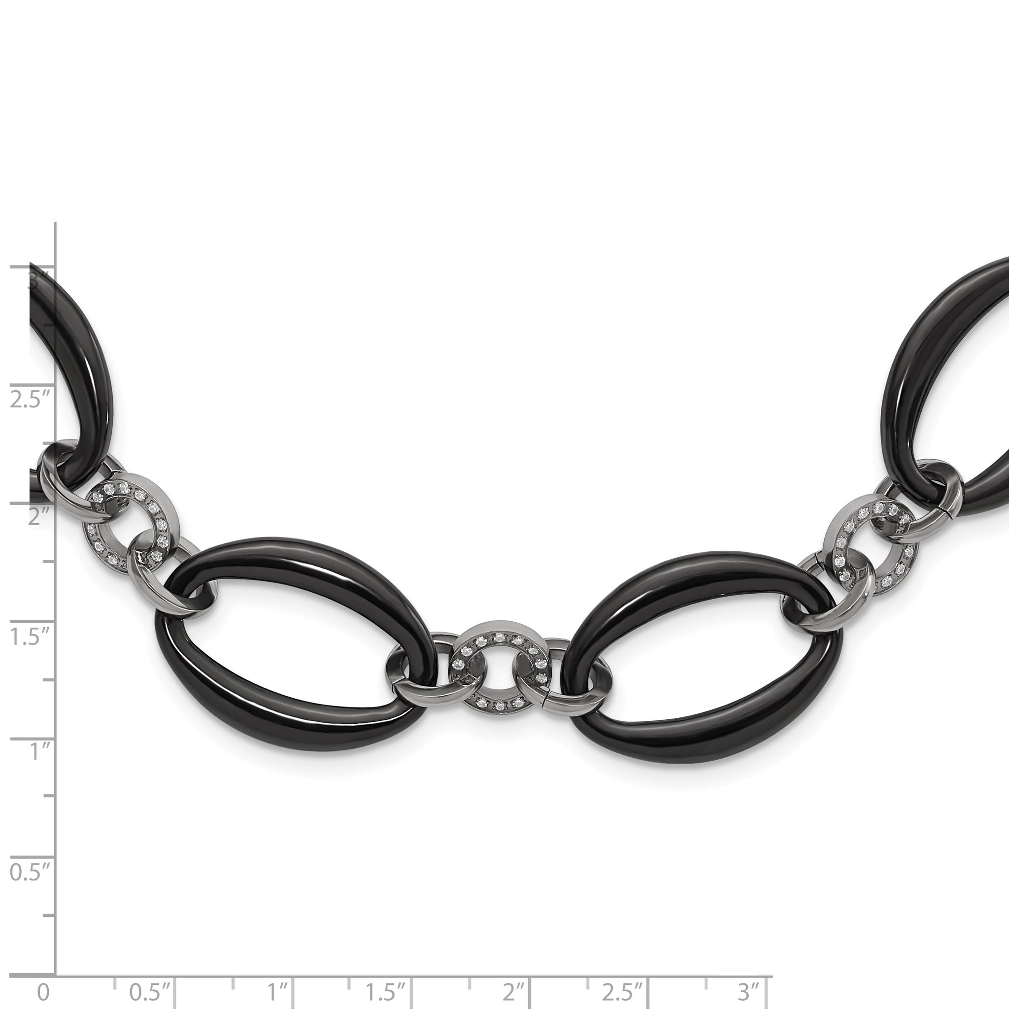 Titanium Women's Necklace with Polished Finish & CZ Accents