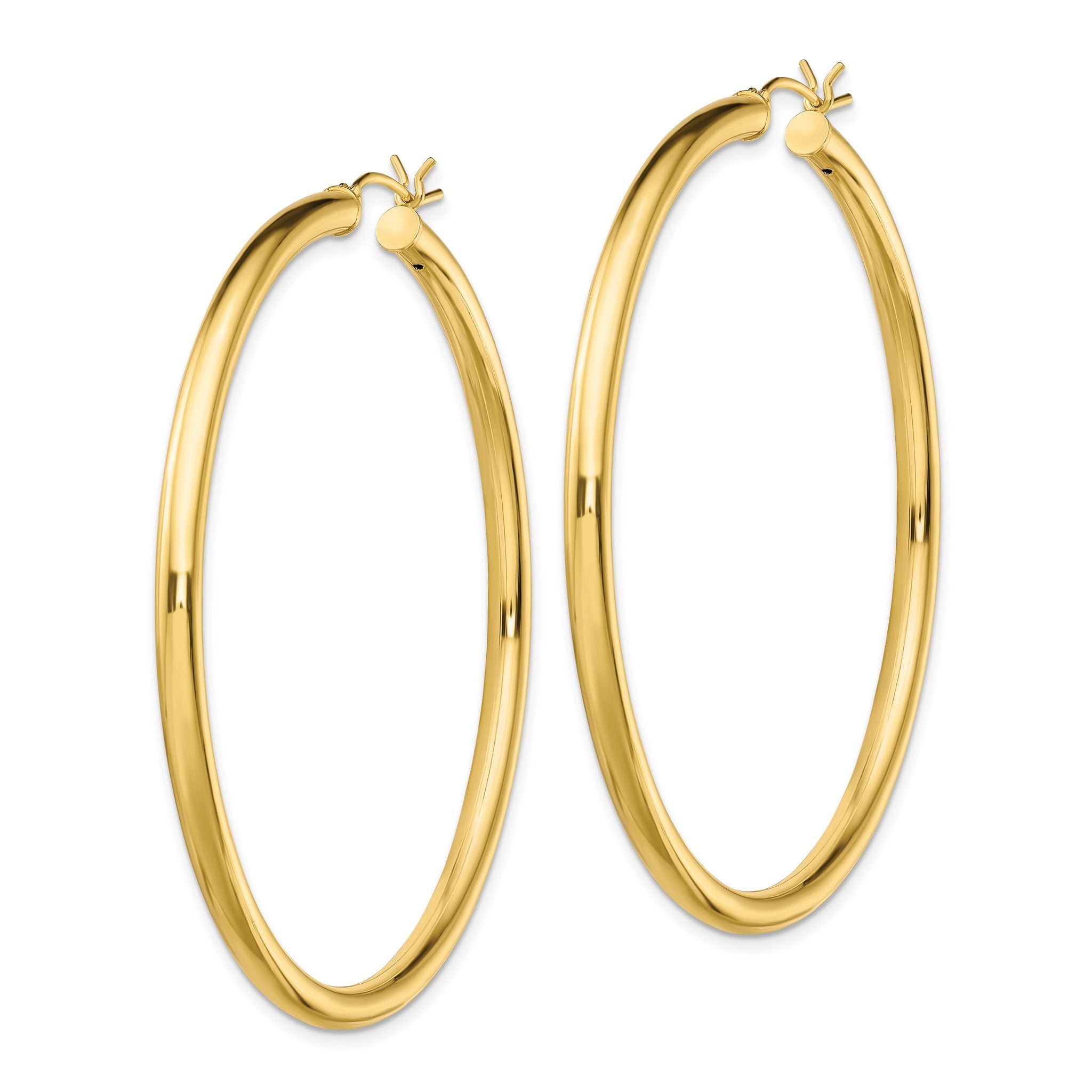 Sterling Silver Gold-Tone Polished 3x55mm Hoop Earrings Secondary image