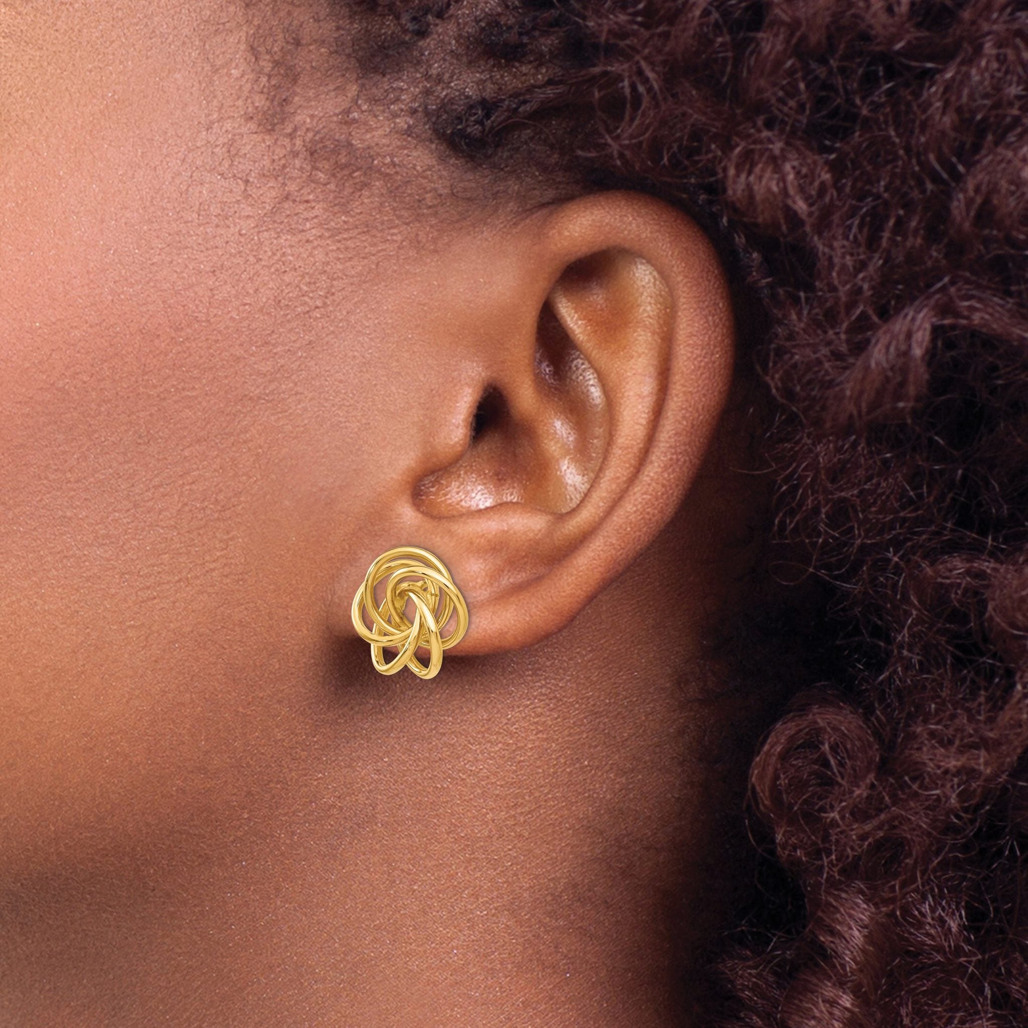 14K Gold Polished Love Knot Earrings for Women by Sophia Jewelers
