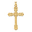 14k Polished Diamond Pattern Hollow Cross Pendant