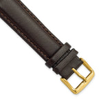 Smooth Leather Watch Band in Dark Brown with Gold-Tone Buckle, 24mm
