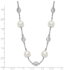Cheryl 925 Sterling Silver CZ and Pearl Necklace with Polished Rhodium Finish