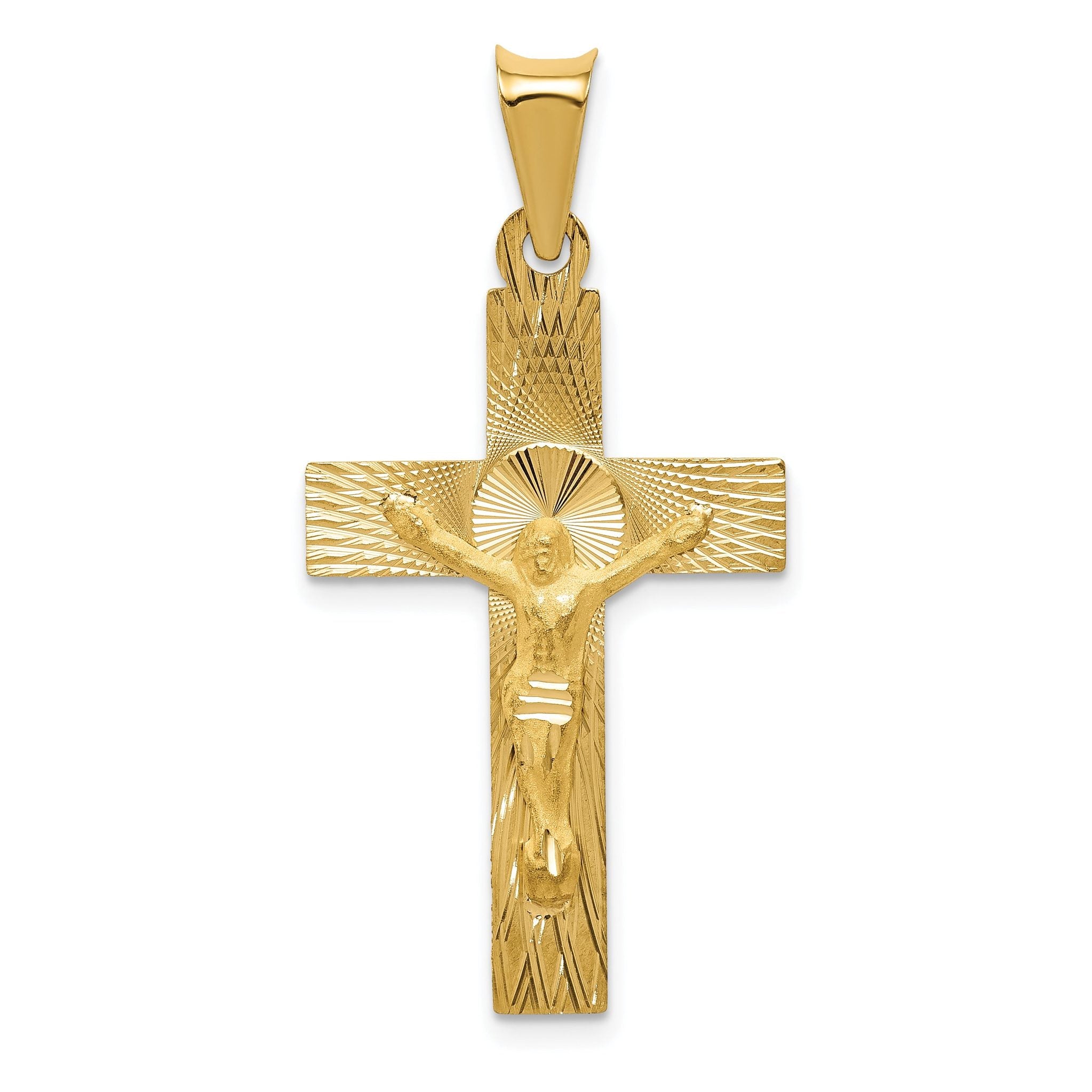 14K Gold Crucifix Pendant with Polished Satin Finish Elegant Design Main image