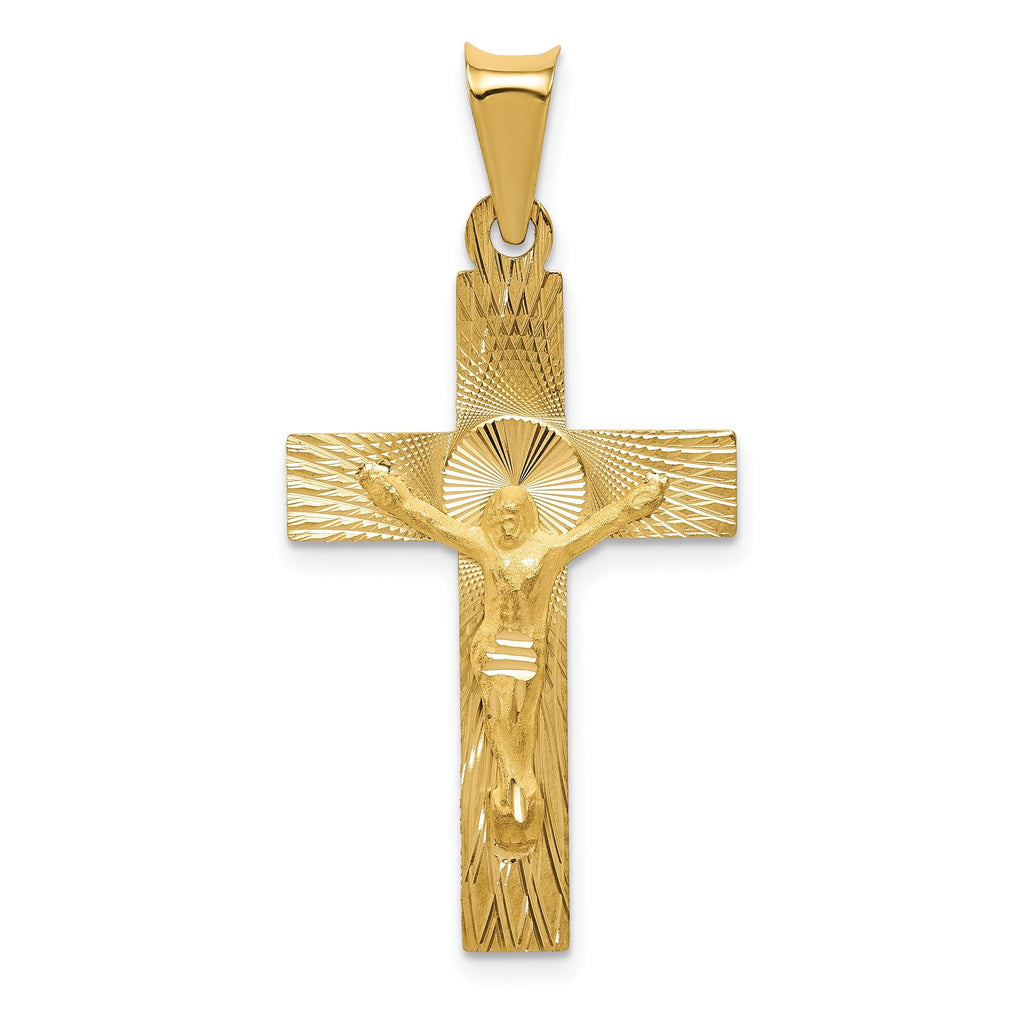 14K Gold Crucifix Pendant with Polished Satin Finish Elegant Design