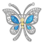 Sophia Jewelers Sterling Silver Opal CZ Butterfly Pin with Rhodium Finish