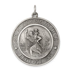 Sterling Silver 925 Antiqued St. Christopher Medal Solid Vintage-Inspired Charm