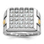14k Two-tone with Black Rhodium Men's Polished and Grooved 5-Row 1 3/4 Carat AA Quality Diamond Clus