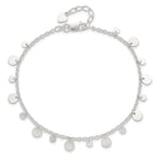 Sterling Silver Circle Disc 9 inch Plus 1 inch Extender - Total 10 inch Anklet