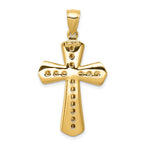 14K Gold Twisted Cross Pendant with Polished Finish Elegant Charm