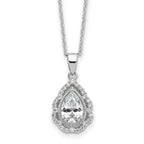 Cheryl M Sterling Silver Rhodium-plated Brilliant-cut CZ Teardrop 18 Inch Necklace with 2 Inch Extender
