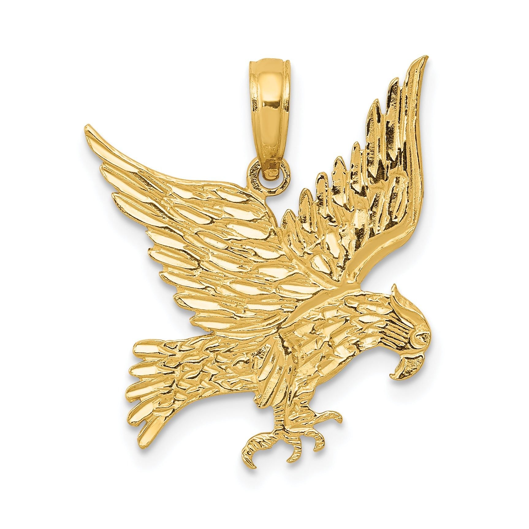 14K Gold Eagle Pendant for Men with Polished Textured Finish Main image
