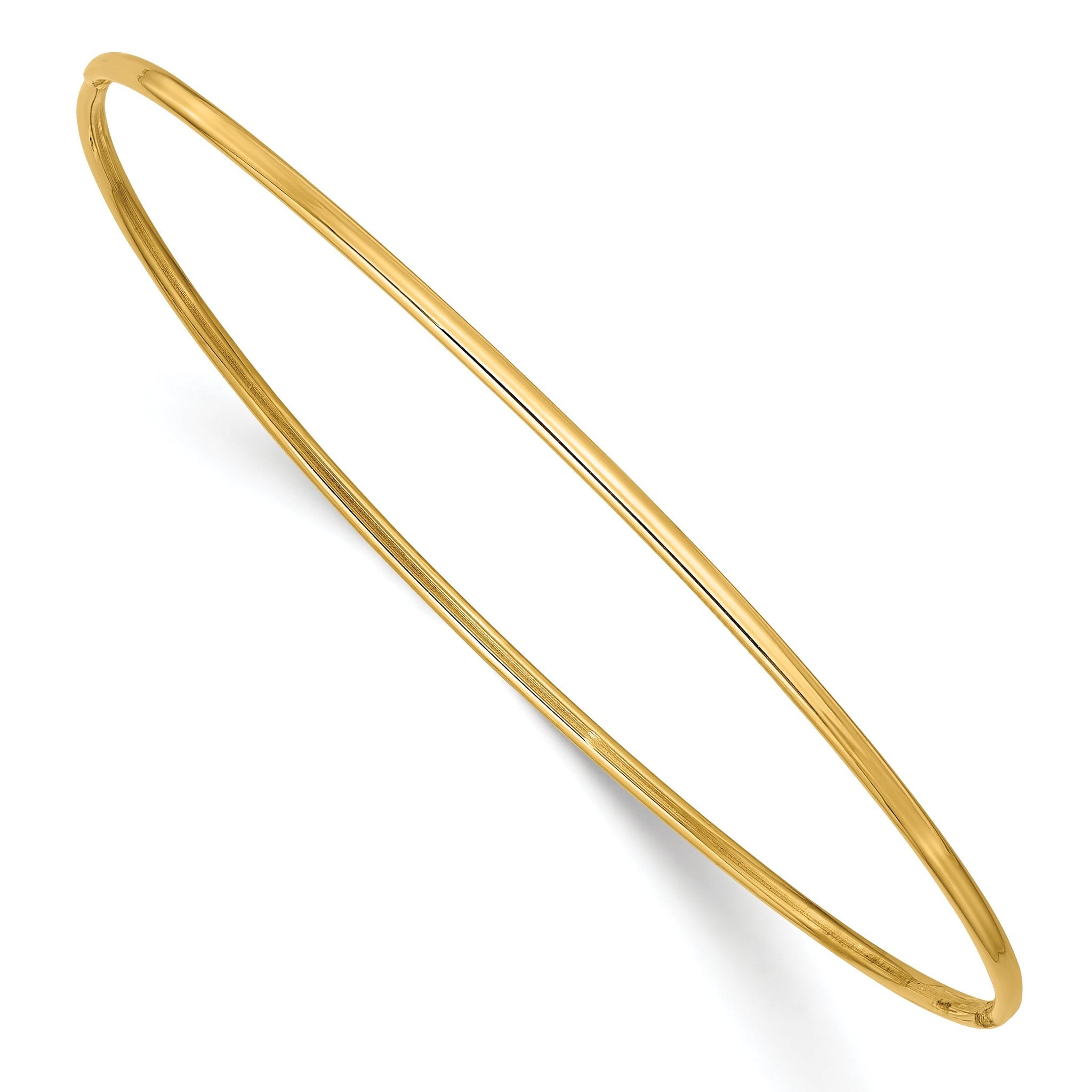 14K Gold Polished Slip-On Women's Bangle Bracelet with TimeleSterling Silver Elegance