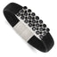 Stainless Steel Polished Black Rubber with Black Cubic Zirconia Bracelet for Women