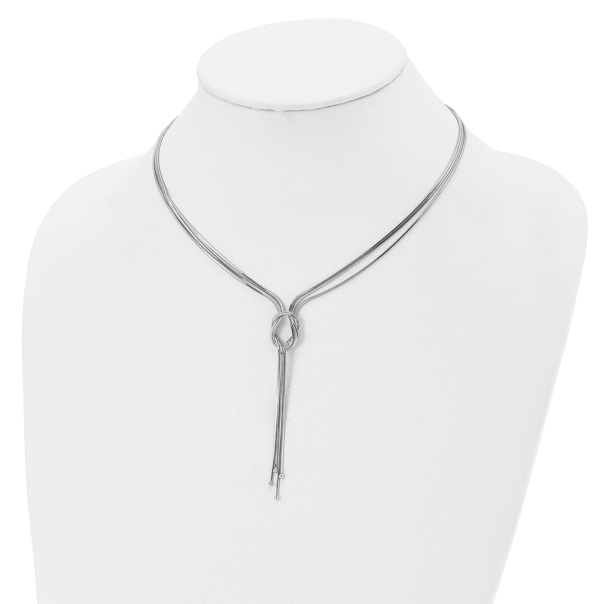 Sophia Jewelers Sterling Silver 18in Fancy Knot Necklace with Rhodium Polish