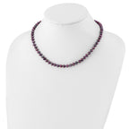 Sterling Silver Rhodium-plated 5-6mm Black Near-Round Freshwater Cultured Pearl 16 inch Necklace