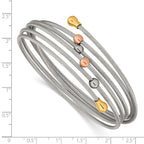 Stainless Steel Polished Rose and Yellow IP-plated Flexible Coil Bangle Bracelet for Women