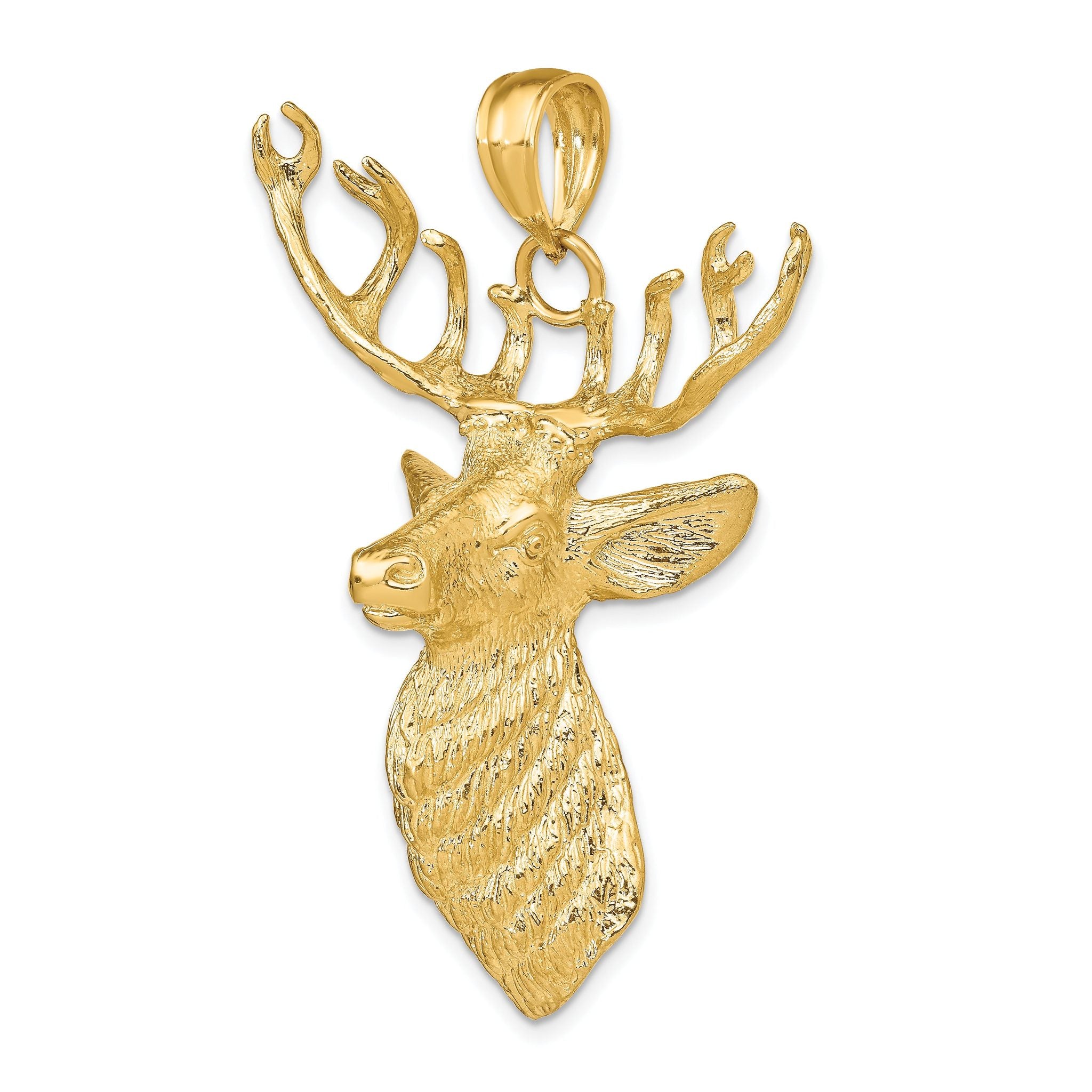 10K 3-D Textured Deer Head Charm