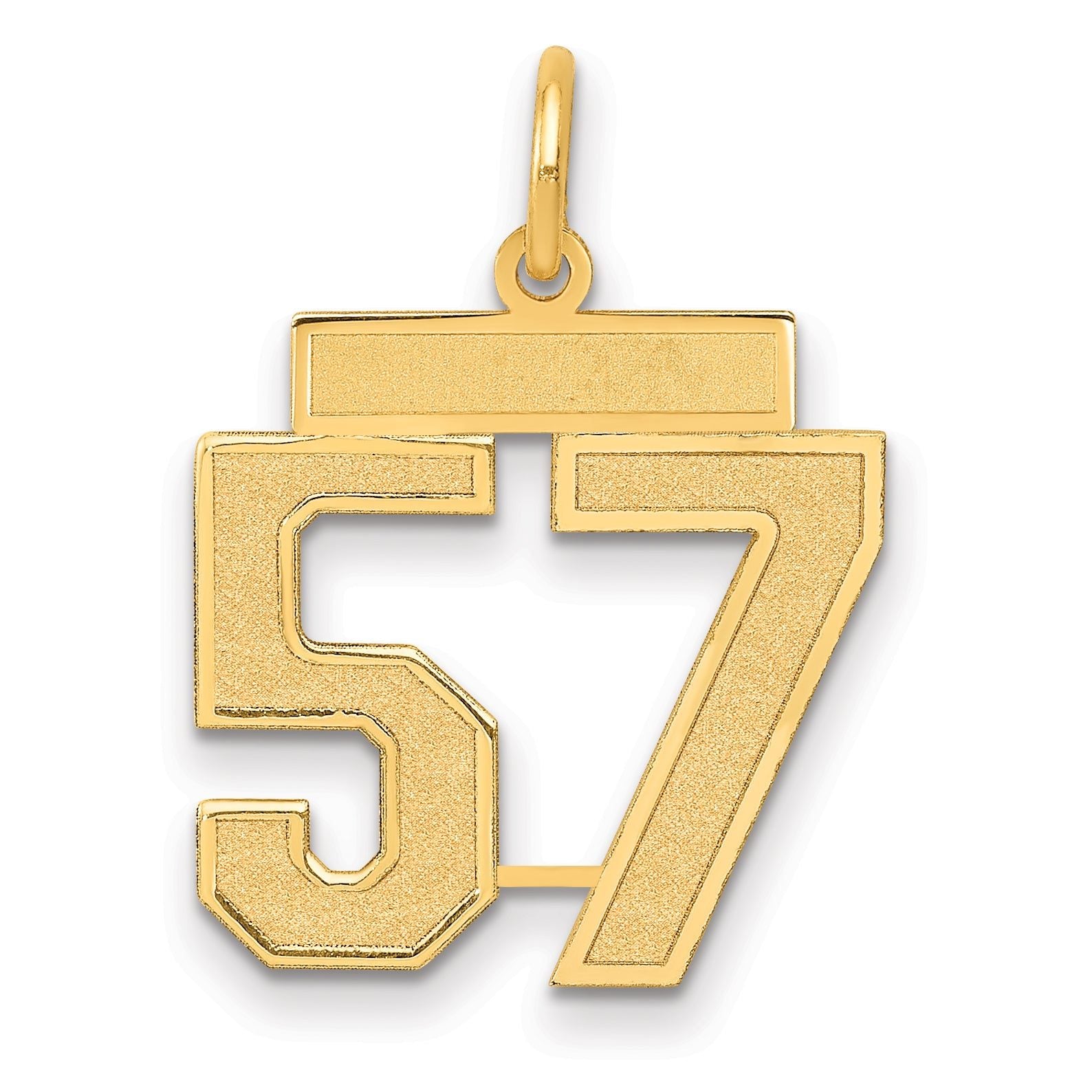 14K Gold Medium Satin Number 57 Charm with Brushed Finish Main image