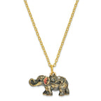 Luxury Giftware by Jere Pewter Bejeweled Crystals Gold-tone Enameled PRINCESS JAIPUR Elephant Trinket Box with Matching 18 Inch Necklace
