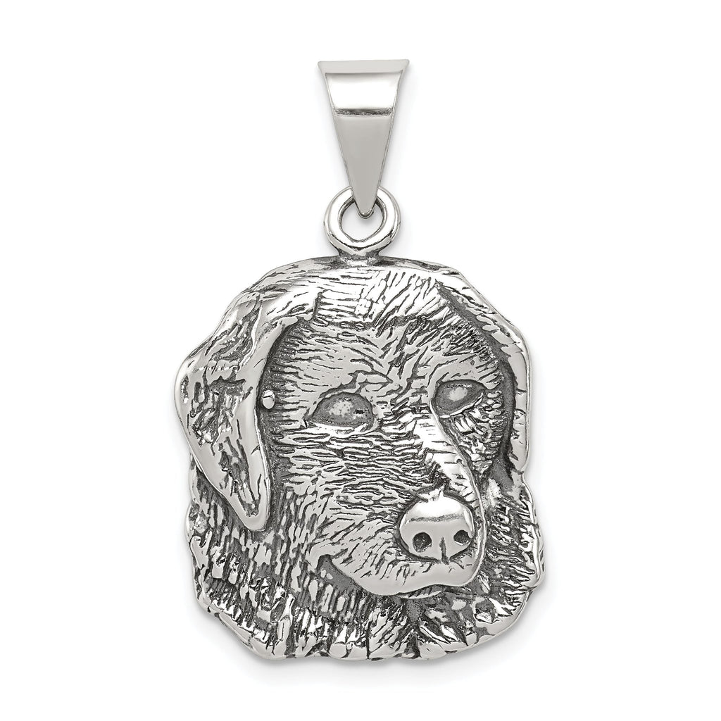 925 Sterling Silver Men's Antiqued Dog Charm Solid Casted Vintage Style