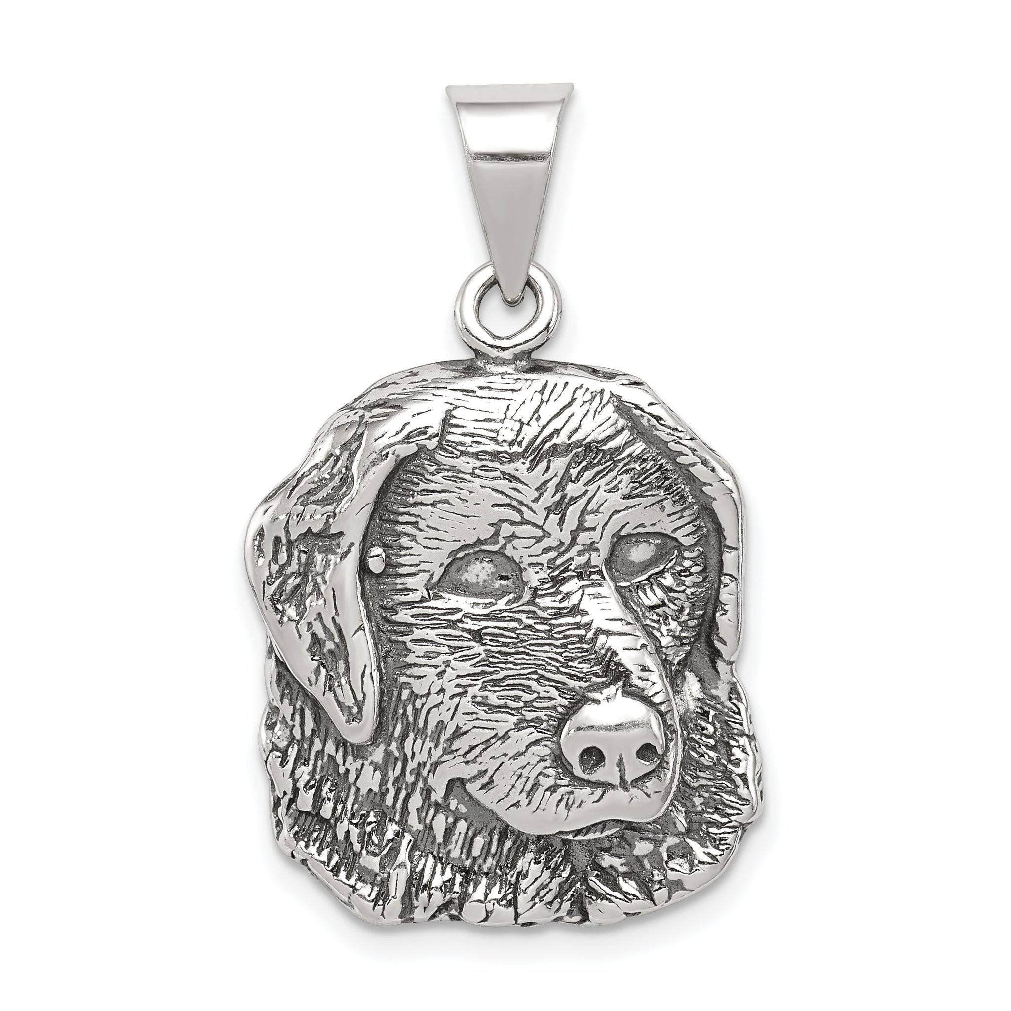 925 Sterling Silver Men's Antiqued Dog Charm Solid Casted Vintage Style