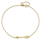 14K Polished Arrow 10 inch Plus 1 inch Extender - Total 11 inch Anklet