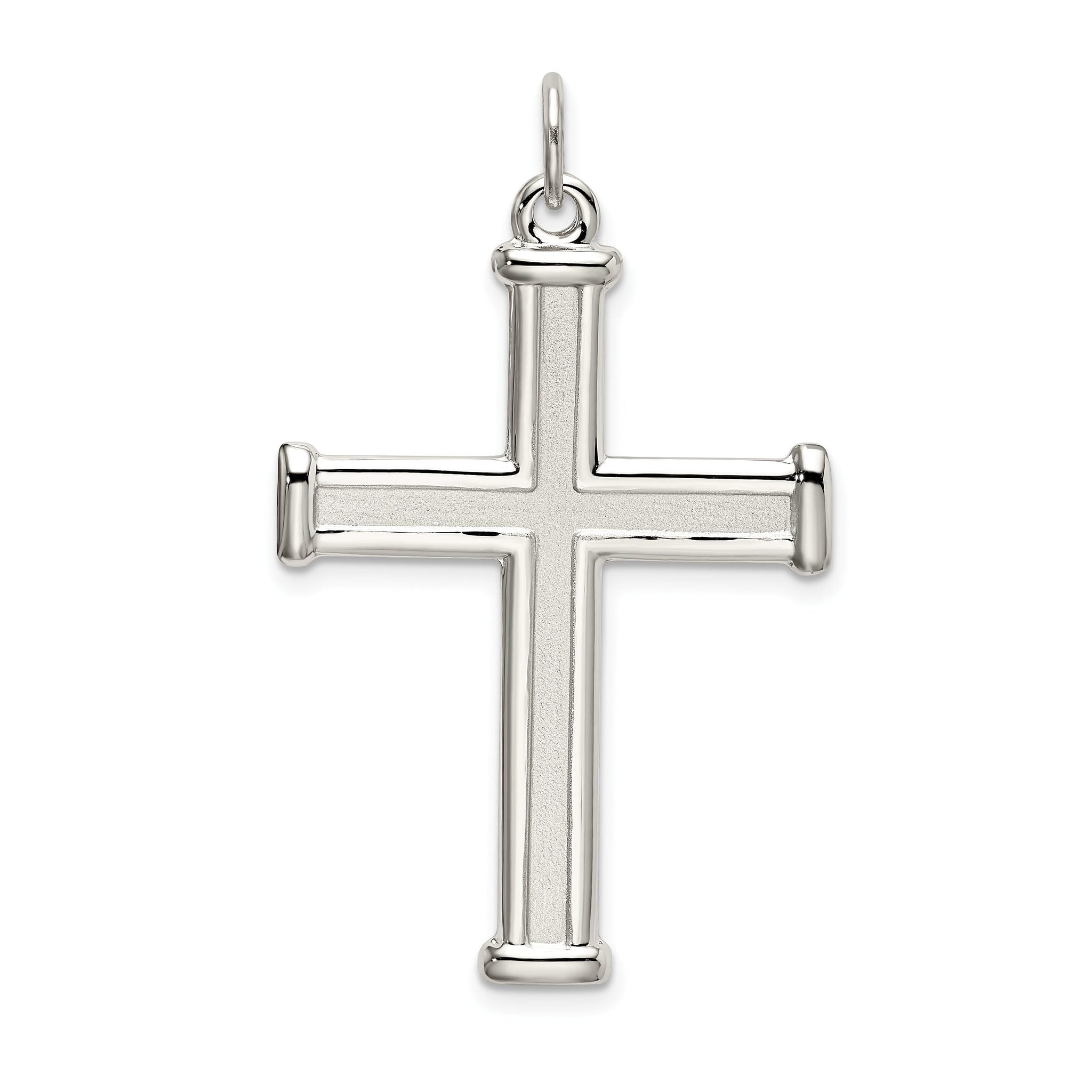 Sophia Jewelers Sterling Silver Cross Pendant with Polished Satin Finish